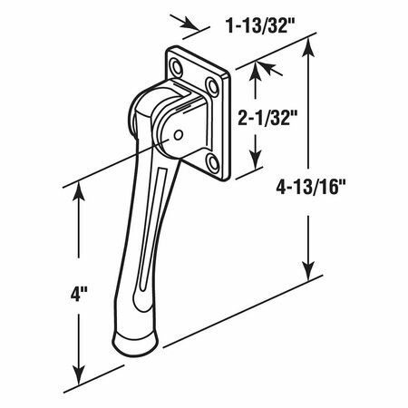 Prime-Line Door Holder, 4 in. Reach, Heavy Duty Diecast, Chrome Plated, Black Rubber Foot 658-1008